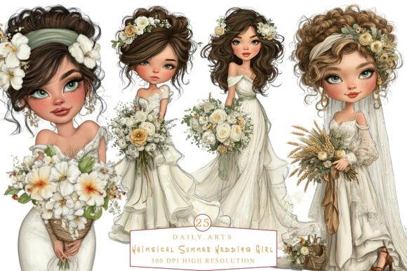 Download Whimsical Summer Wedding Girl Clipart - Summer wedding Collection