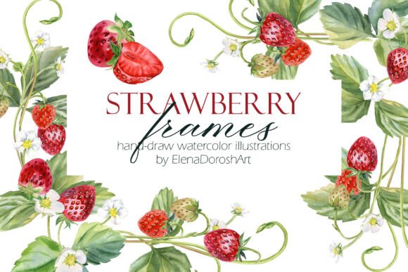 Download Watercolor Strawberry Frames Clipart Set - Premium Resources