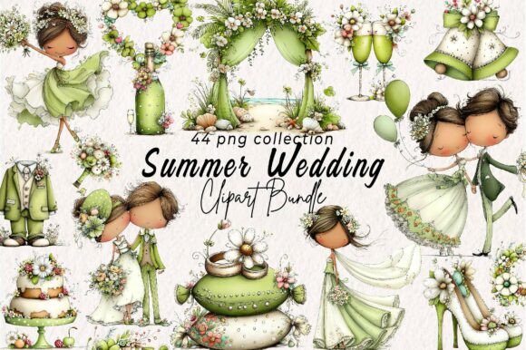 Download Whimsical Summer Wedding Clipart - Summer wedding Collection
