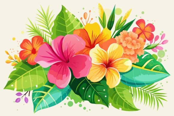 Download Watercolor Tropical Floral Illustration - Premium Bundle